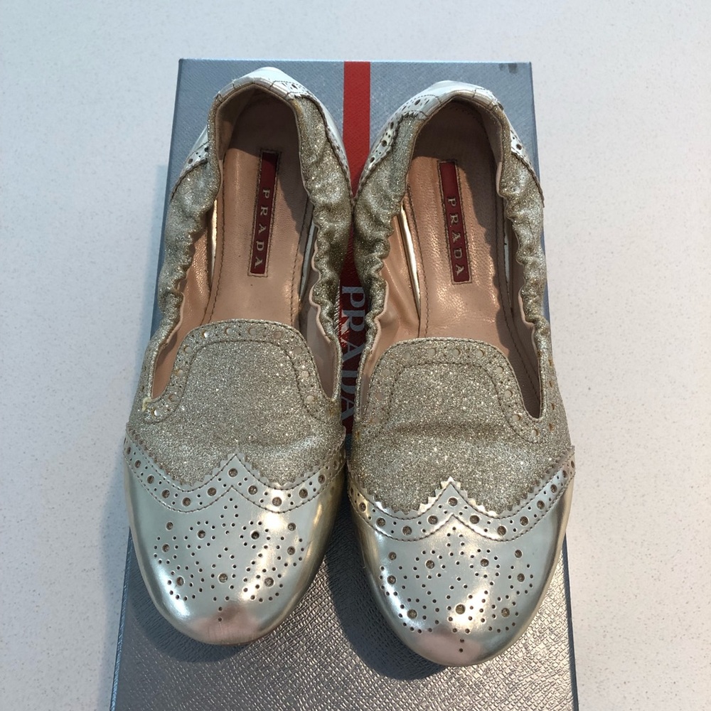 Prada shoes: gold flats